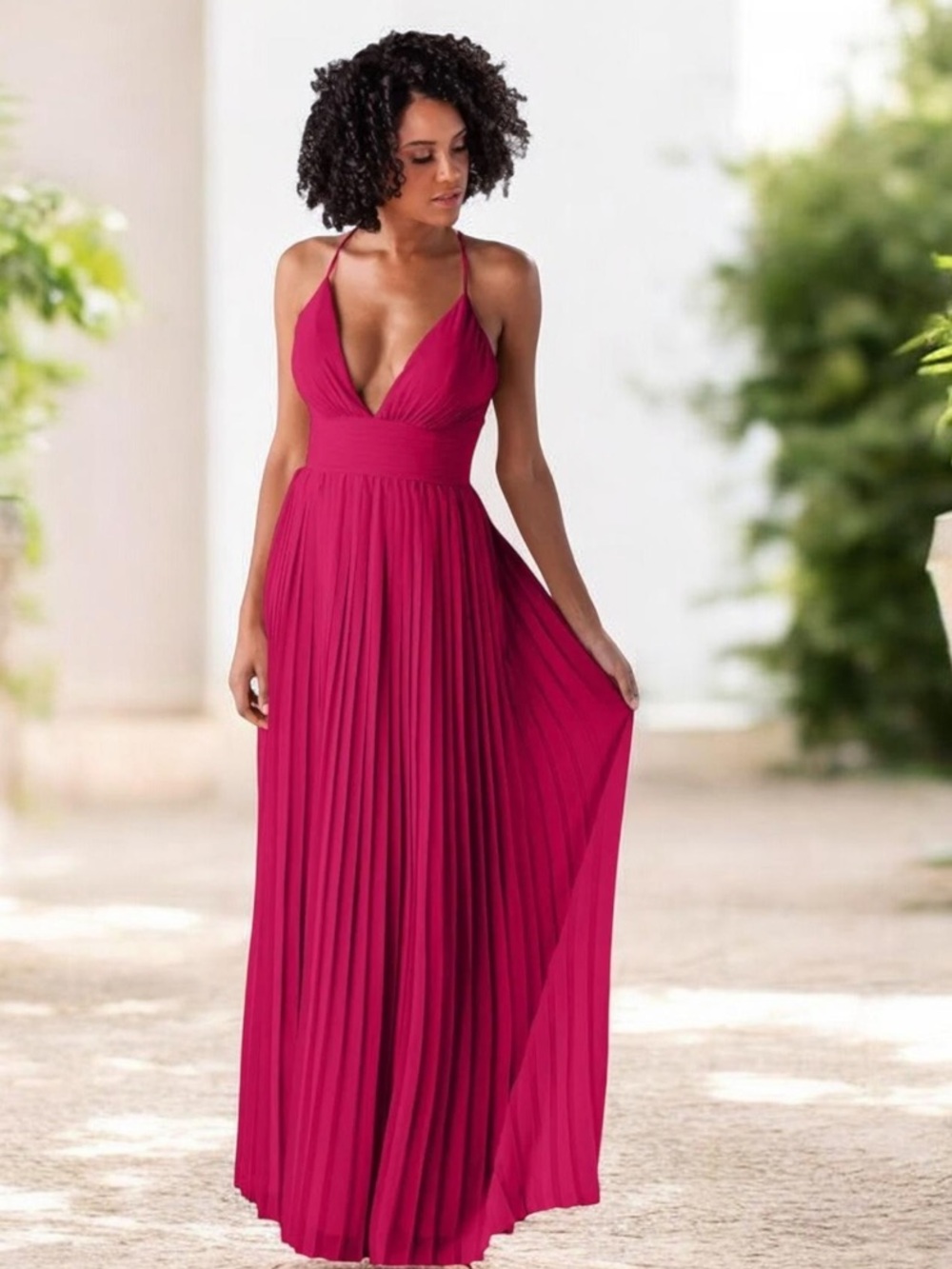 Allison & Kelly Plunge Neck Pleated Maxi 👗 sexy beautiful. Special event EC!